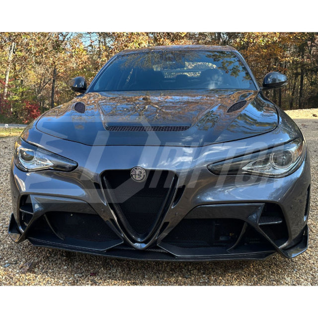 GTAM Style Half Carbon Fiber Front Bumper For Alfa Romeo Giulia 2016-2023