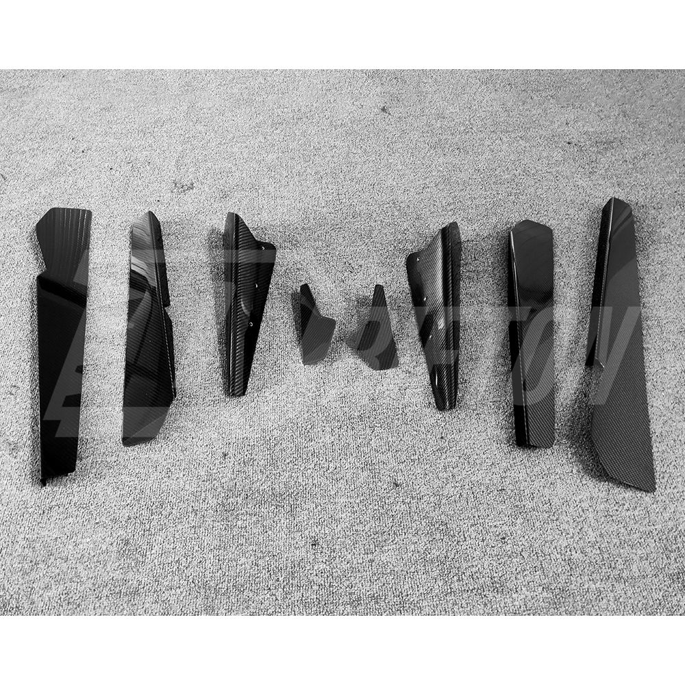 ARS 8pcs Style Carbon Fiber Rear Diffuser Fins Splitters (fit on oem rear diffuser) For Nissan R35 GTR 2012-2016