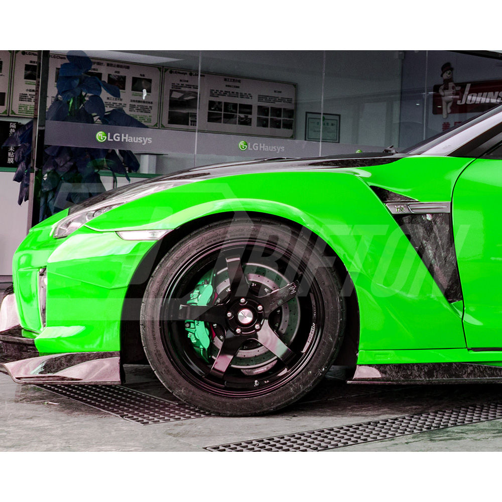 Varis 18 Ver. Style Partial Carbon Fiber Front Fender With Bumper Extension Cover For Nissan R35 GTR 2017-2023