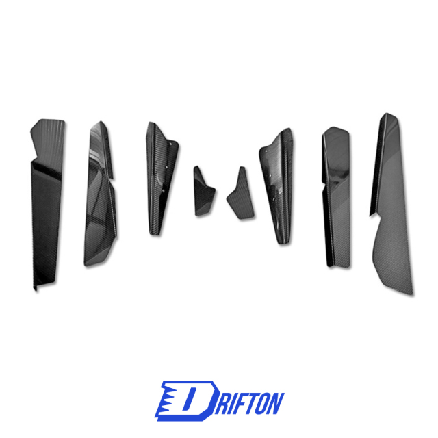 ARS 8pcs Style Carbon Fiber Rear Diffuser Fins Splitters (fit on oem rear diffuser) For Nissan R35 GTR 2012-2016