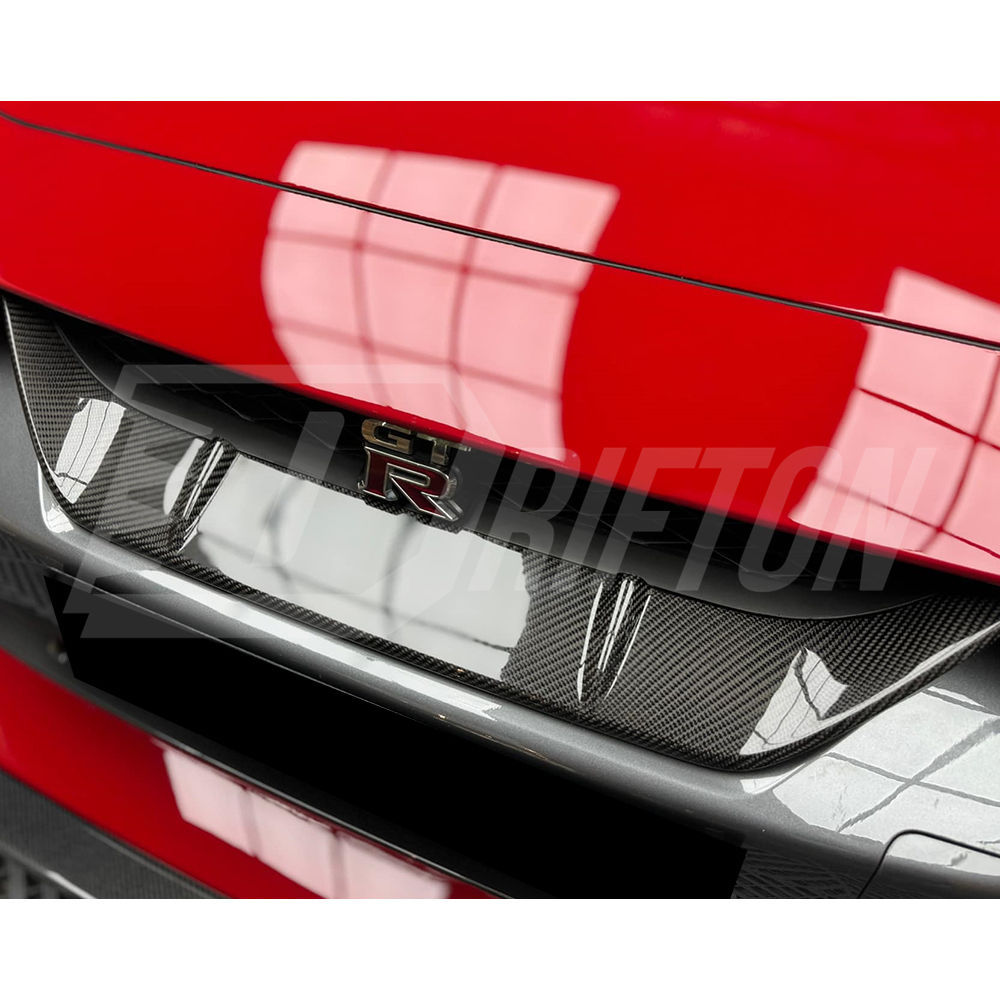 M Style Carbon Fiber Front Grill Cover For Nissan R35 GTR 2017-2023