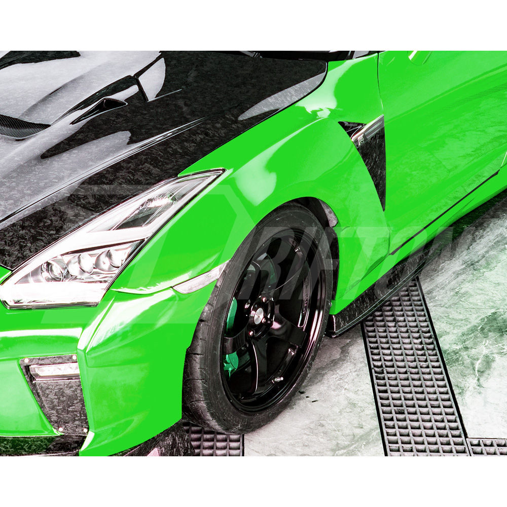 Varis 18 Ver. Style Partial Carbon Fiber Front Fender With Bumper Extension Cover For Nissan R35 GTR 2017-2023