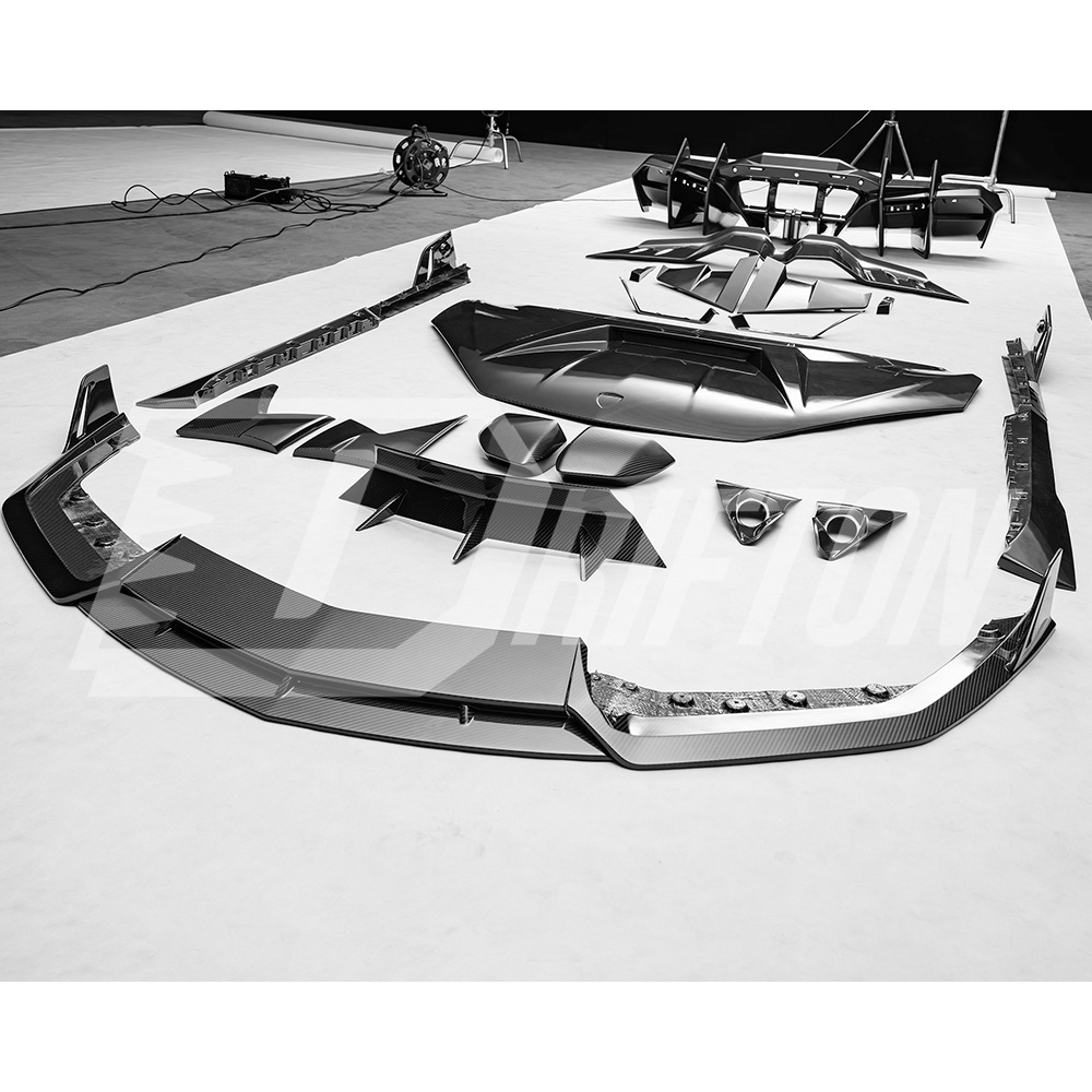Mansory Style Dry Carbon Fiber Front Bumper Lip Splitters Set For Lamborghini Revuelto 2023-ON