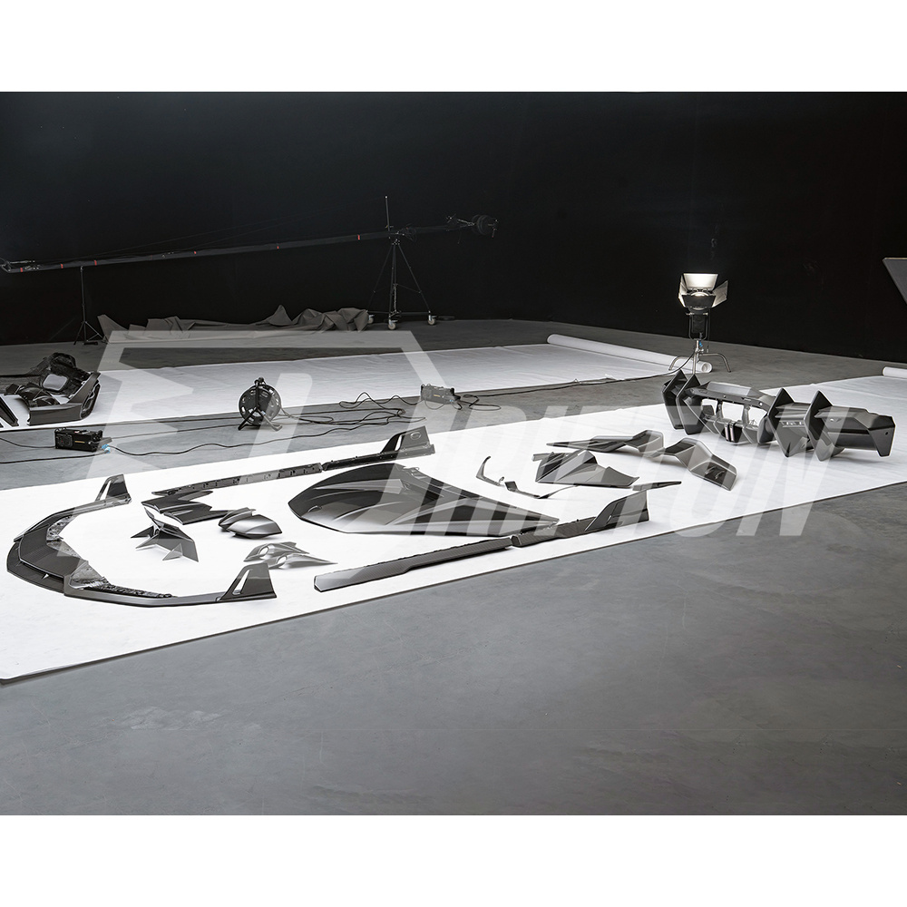 Mansory Style Dry Carbon Fiber Front Bumper Lip Splitters Set For Lamborghini Revuelto 2023-ON