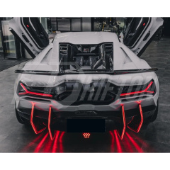 Duke Style Dry Carbon Fiber LED Lights Rear Diffuser Blades Fins For Lamborghini Revuelto 2023-ON