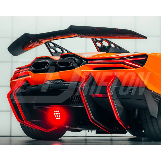 Duke Style Dry Carbon Fiber LED Lights Rear Diffuser Blades Fins For Lamborghini Revuelto 2023-ON