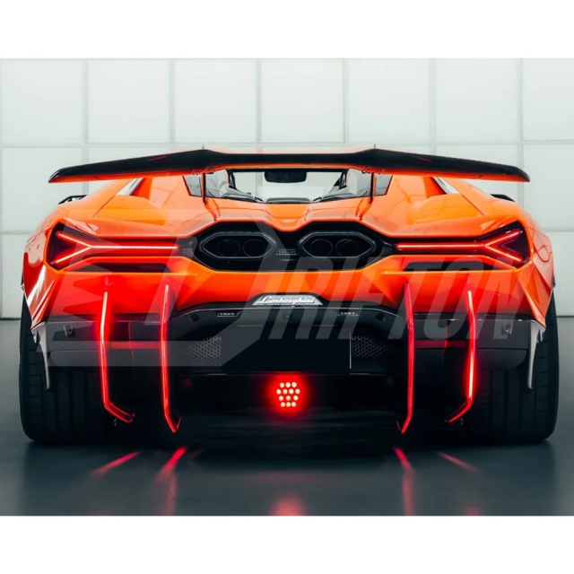 Duke Style Dry Carbon Fiber LED Lights Rear Diffuser Blades Fins For Lamborghini Revuelto 2023-ON