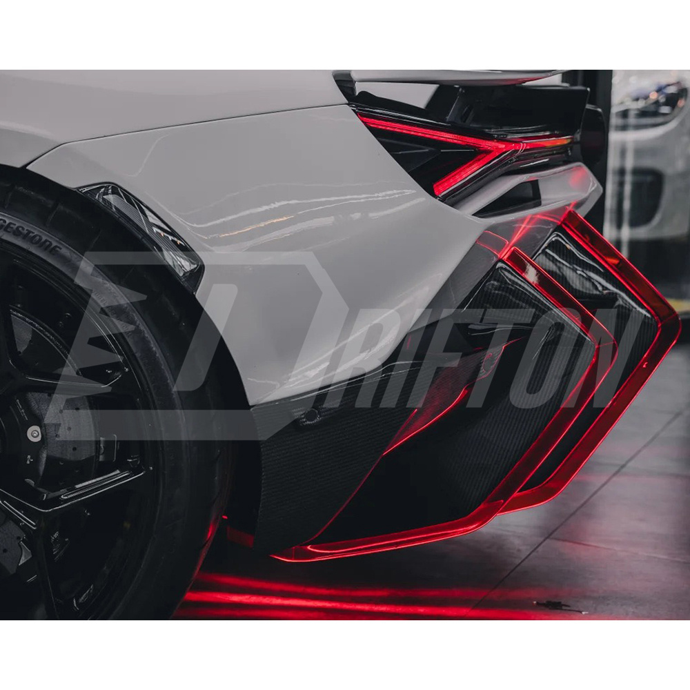 Duke Style Dry Carbon Fiber LED Lights Rear Diffuser Blades Fins For Lamborghini Revuelto 2023-ON