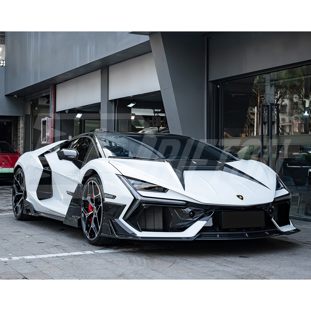 Mansory Style Dry Carbon Fiber Front Bumper Lip Splitters Set For Lamborghini Revuelto 2023-ON
