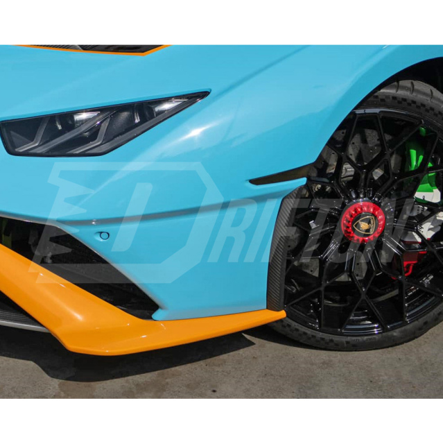 OEM Style Dry Carbon Fiber Front Bumper Side Splitters Uprights For Lamborghini Huracan STO 2021-2025