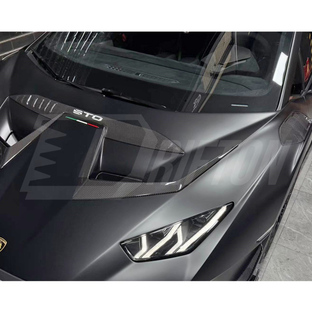 Vorsteiner Style Dry Carbon Fiber Front Hood Vent Trims For Lamborghini Huracan STO 2021-2025