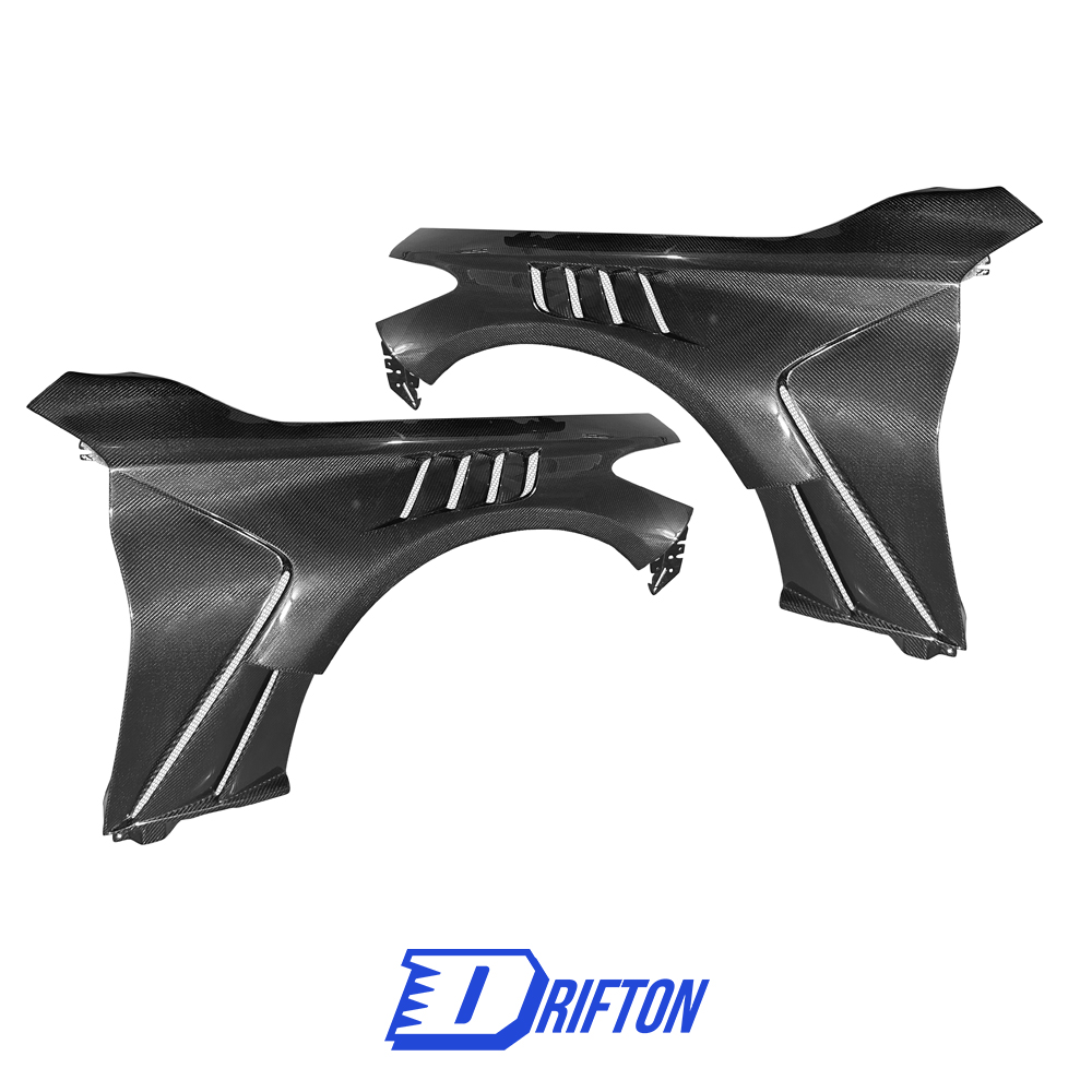 Vented V4 Style Carbon Fiber Front Fenders For Infiniti Q60 2016-2022
