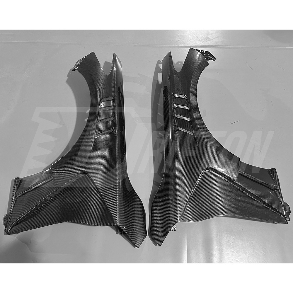 Vented V4 Style Carbon Fiber Front Fenders For Infiniti Q60 2016-2022