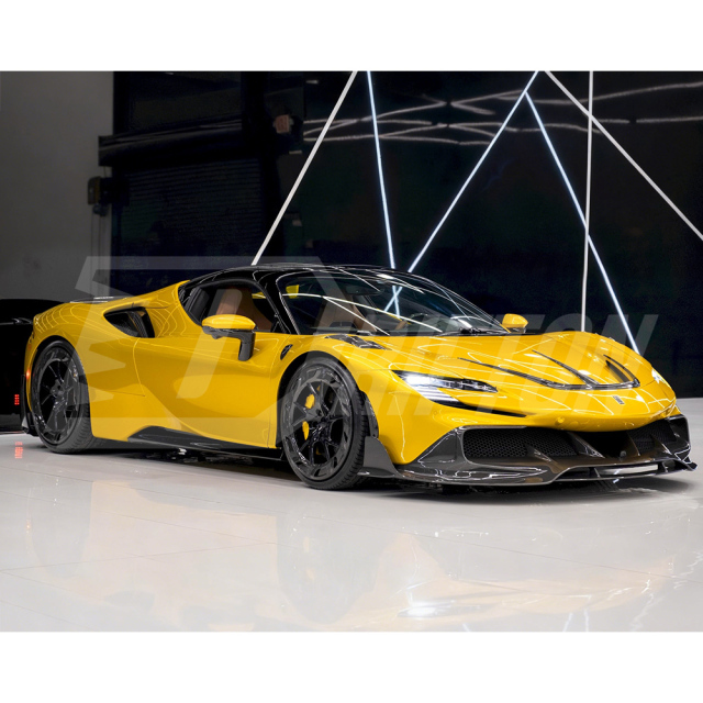 Mansory Soft Style Dry Carbon Fiber Hood Vent Trim For Ferrari SF90 Stradale & Spider