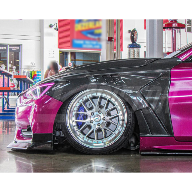 Vented V4 Style Carbon Fiber Front Fenders For Infiniti Q60 2016-2022
