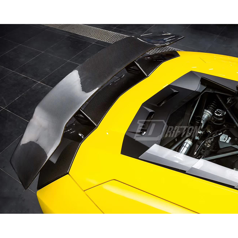 DMC Style Dry Carbon Fiber Rear Spoiler Wing With Base Lid For Lamborghini Aventador & S & SV  LP700 LP740 LP750 2011-2021