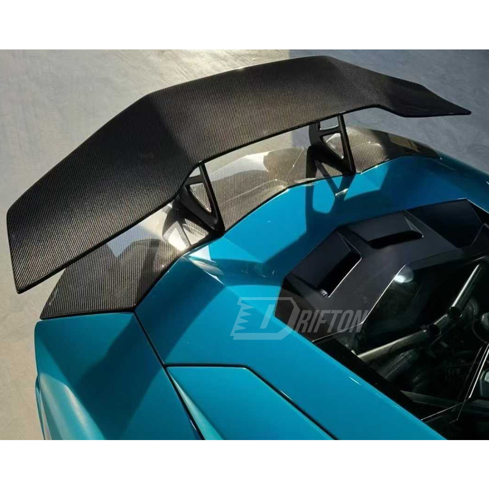 DMC Style Dry Carbon Fiber Rear Spoiler Wing With Base Lid For Lamborghini Aventador & S & SV  LP700 LP740 LP750 2011-2021