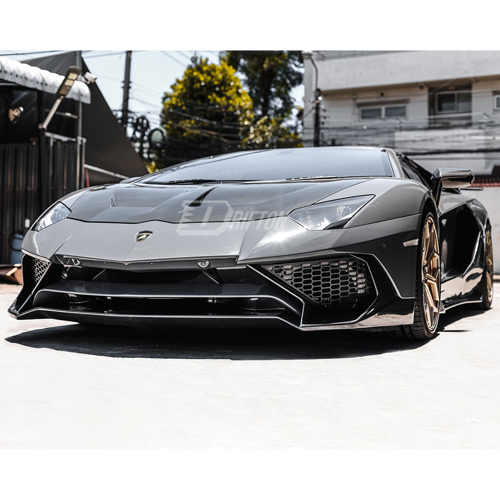 LP750 SV Style Partial Exposed Dry Carbon Fiber Front Bumper For Lamborghini Aventador & S & SV  LP700 LP740 LP750 2011-2021