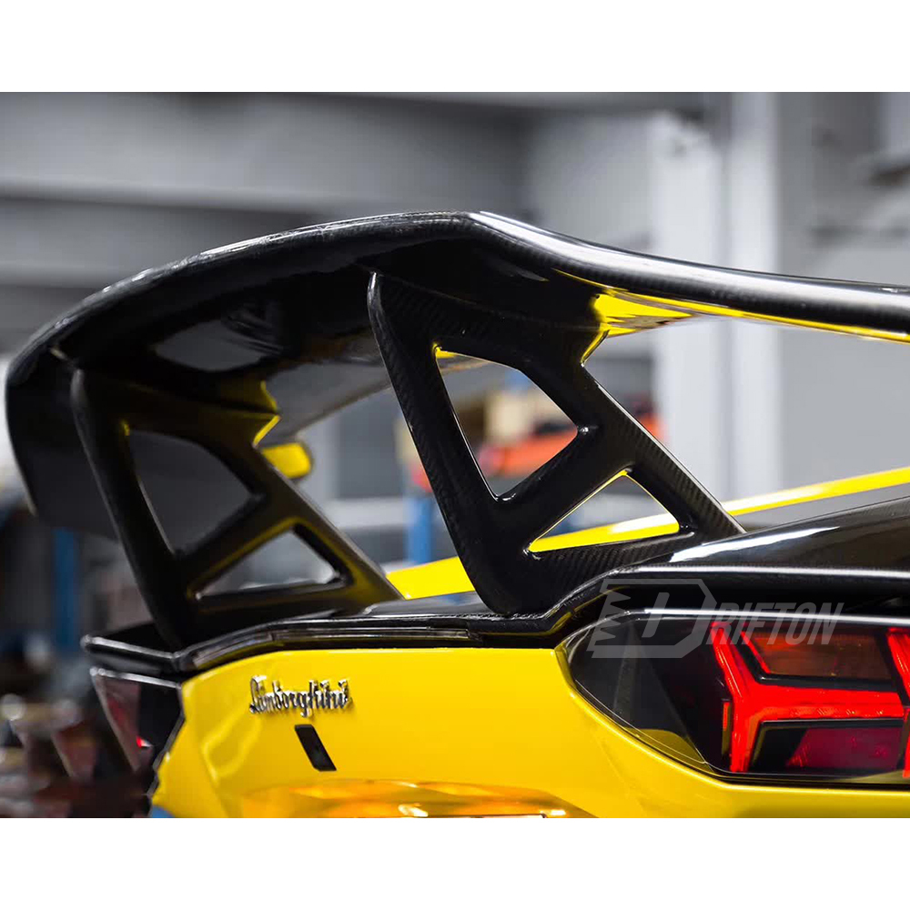 DMC Style Dry Carbon Fiber Rear Spoiler Wing With Base Lid For Lamborghini Aventador & S & SV  LP700 LP740 LP750 2011-2021