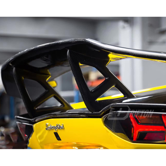 DMC Style Dry Carbon Fiber Rear Spoiler Wing With Base Lid For Lamborghini Aventador & S & SV  LP700 LP740 LP750 2011-2021