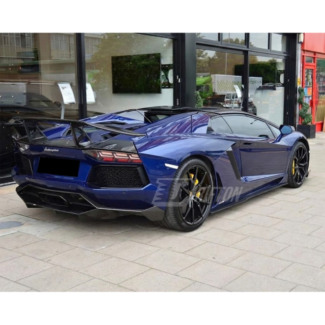 DMC Style Dry Carbon Fiber Rear Spoiler Wing With Base Lid For Lamborghini Aventador & S & SV  LP700 LP740 LP750 2011-2021