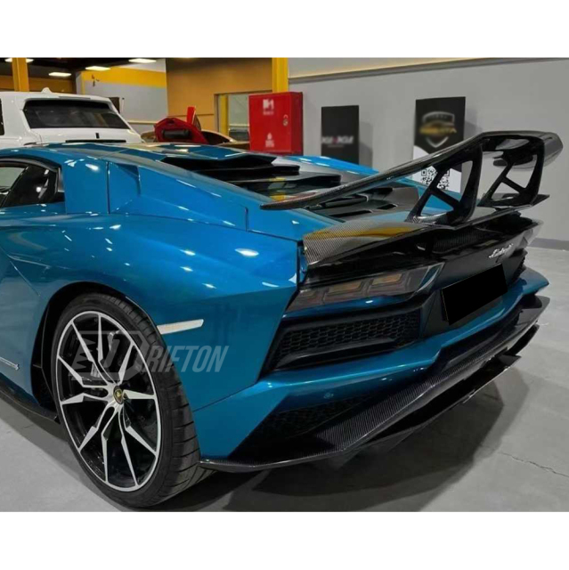 DMC Style Dry Carbon Fiber Rear Spoiler Wing With Base Lid For Lamborghini Aventador & S & SV  LP700 LP740 LP750 2011-2021