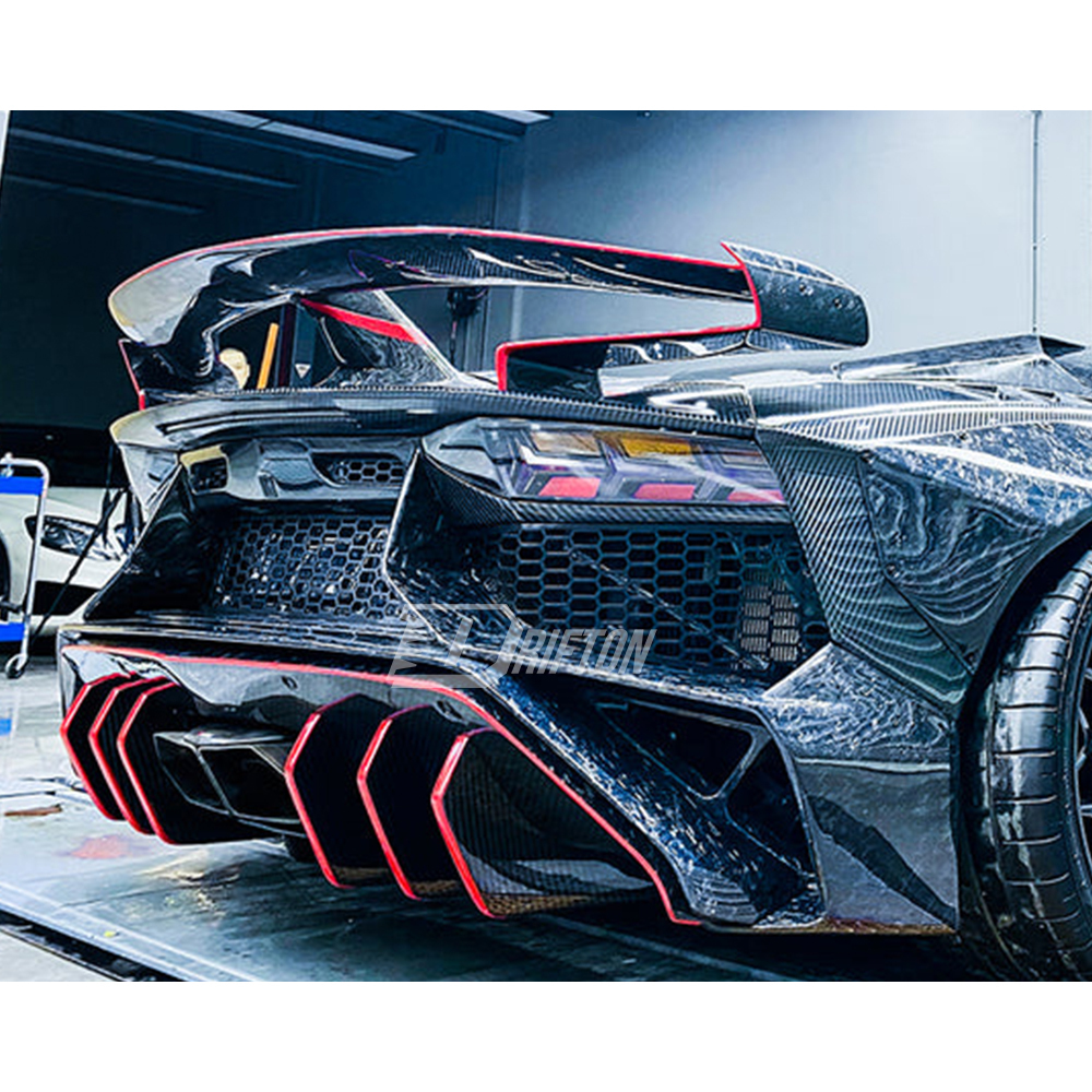 LP750 SV Style Full Exposed Dry Forged Carbon Fiber Rear Bumper For Lamborghini Aventador & S & SV  LP700 LP740 LP750 2011-2021