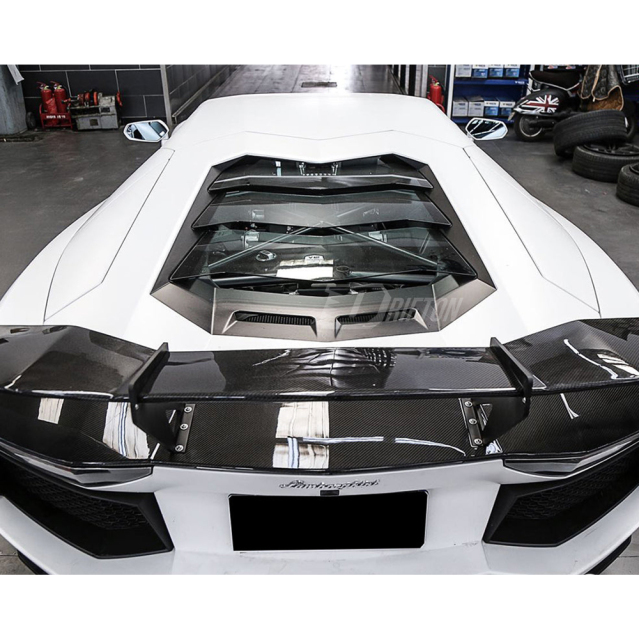 RevoZport Style Dry Carbon Fiber Rear Spoiler Wing For Lamborghini Aventador & S & SV  LP700 LP740 LP750 2011-2021