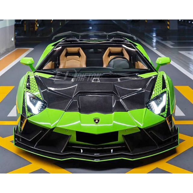 CMST Sytle Full Exposed Dry Carbon Fiber Front End Bumper Fenders Hood Combo For Lamborghini Aventador & S & SV  LP700 LP740 LP750 2011-2021