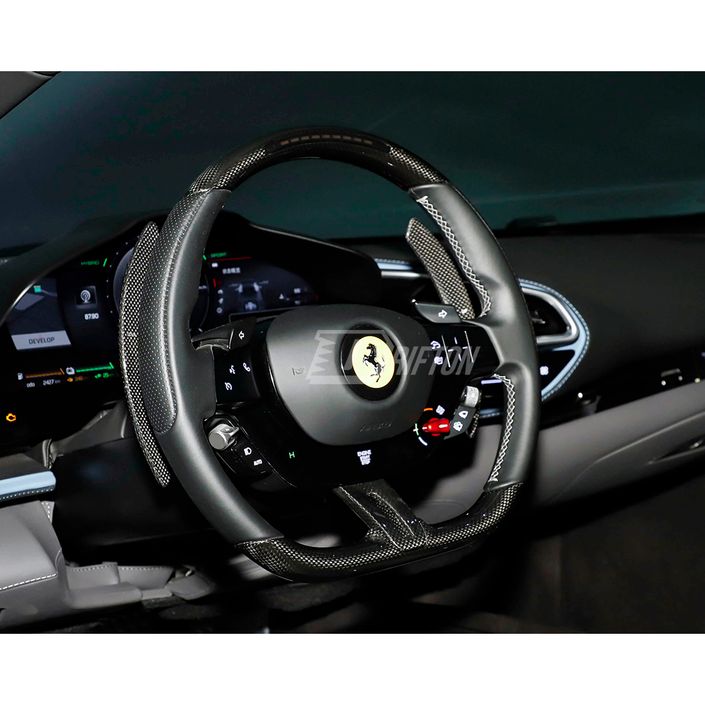 Dry Carbon Fiber Interiors Kits Steering Wheel Gear Shift Paddle For Ferrari 296 GTB & GTS 2021-2025