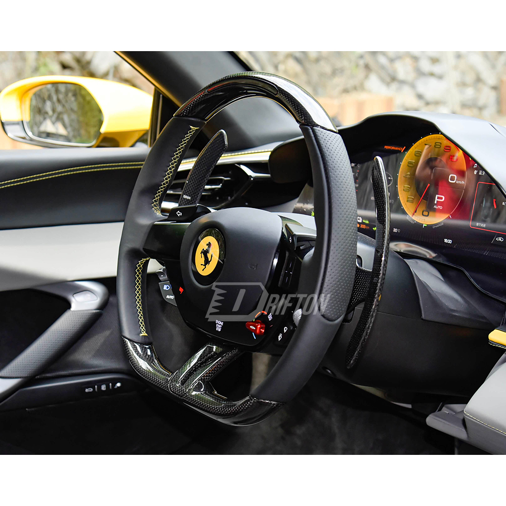 Dry Carbon Fiber Interiors Kits Steering Wheel Gear Shift Paddle For Ferrari 296 GTB & GTS 2021-2025