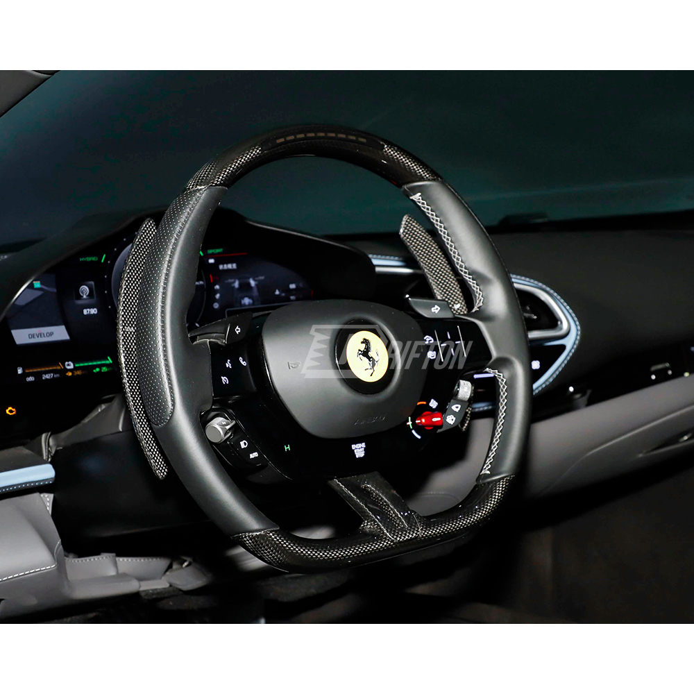 Dry Carbon Fiber Interiors Kits Steering Wheel Gear Shift Paddle For Ferrari 296 GTB & GTS 2021-2025