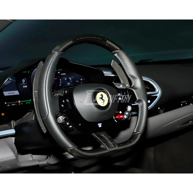 Dry Carbon Fiber Interiors Kits Steering Wheel Gear Shift Paddle For Ferrari 296 GTB & GTS 2021-2025