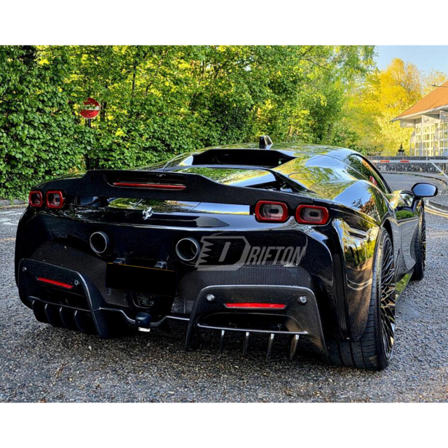 RYFT Style Dry Carbon Fiber Rear Spoiler Wing Set For Ferrari SF90