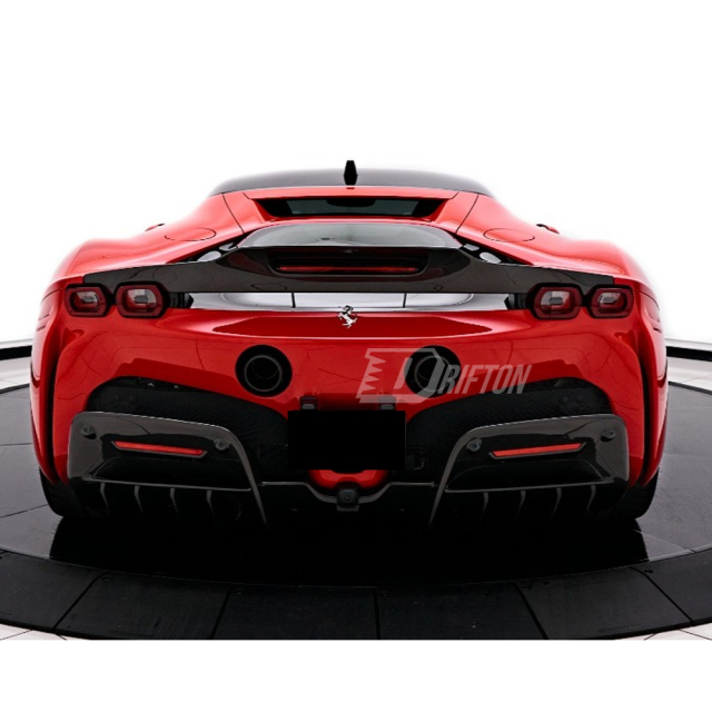 RYFT Style Dry Carbon Fiber Rear Spoiler Wing Set For Ferrari SF90