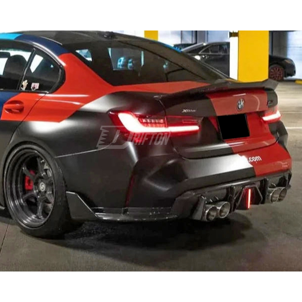 3D Brakelight Style Dry Carbon Fiber Rear Diffuser For BMW G80 G81 M3 G82 G83 M4 2020-2024