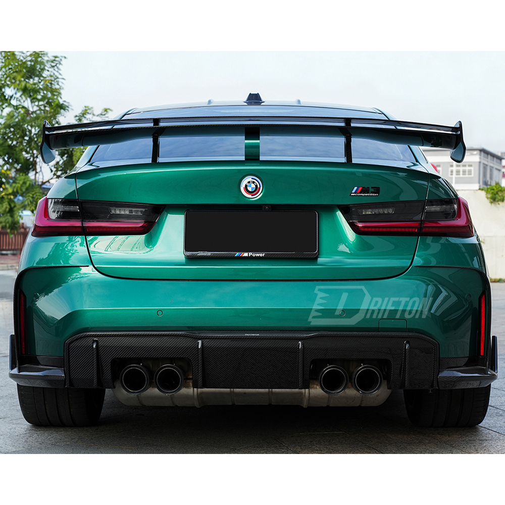 Double Deck PT Style Dry Carbon Fiber Rear Spoiler GT Wing For BMW G80 M3 G82 M4 2020-2024