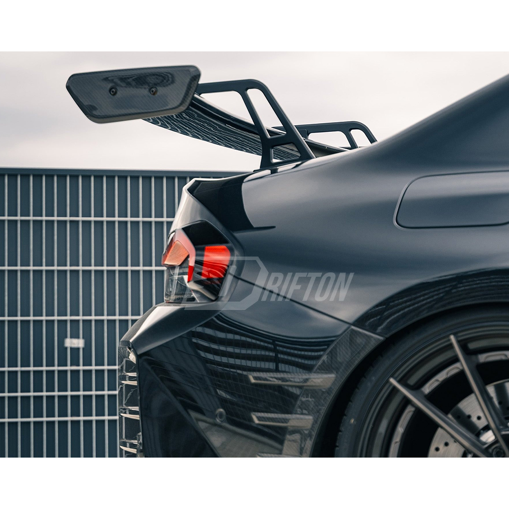 LED Bar Swan Neck Style Dry Carbon Fiber Rear Spoiler GT Wing For BMW G87 M2 2023-2027