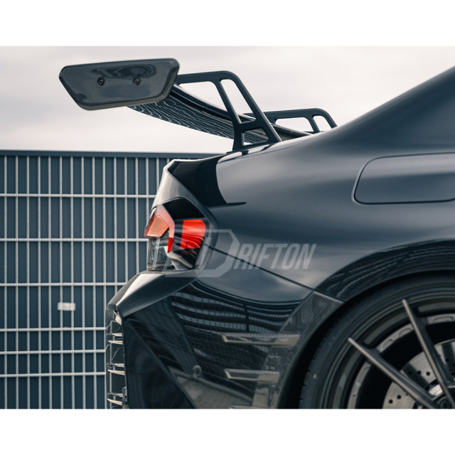 LED Bar Swan Neck Style Dry Carbon Fiber Rear Spoiler GT Wing For BMW G87 M2 2023-2027