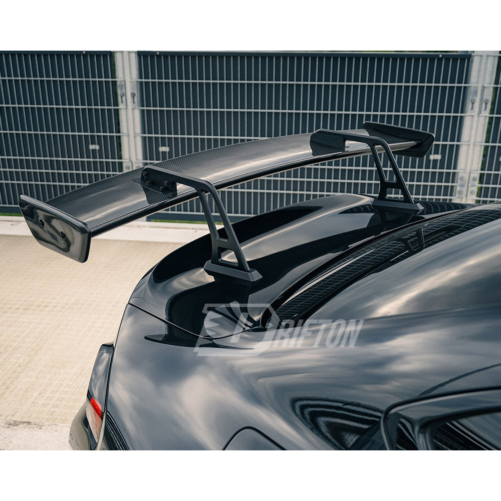 LED Bar Swan Neck Style Dry Carbon Fiber Rear Spoiler GT Wing For BMW G87 M2 2023-2027