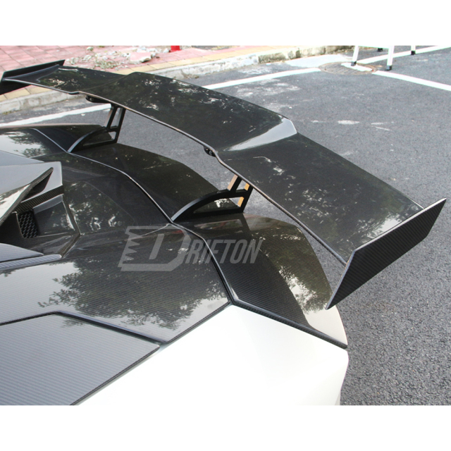 Drifton Sytle Carbon Fiber Rear Spoiler Wing With Base Lid For Lamborghini Aventador & S & SV LP700 LP740 LP750 2011-2021