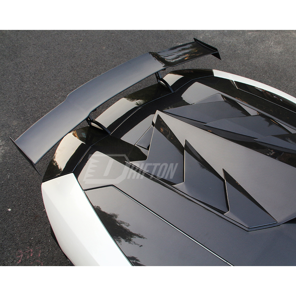 Drifton Sytle Carbon Fiber Rear Spoiler Wing With Base Lid For Lamborghini Aventador & S & SV LP700 LP740 LP750 2011-2021