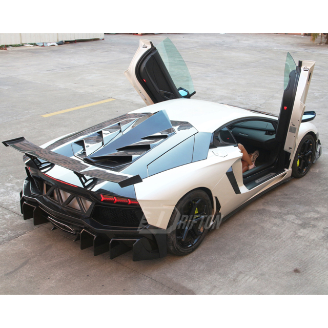 Drifton Sytle Carbon Fiber Rear Spoiler Wing With Base Lid For Lamborghini Aventador & S & SV LP700 LP740 LP750 2011-2021