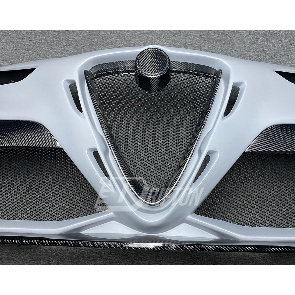 GTAM Style Half Carbon Fiber Front Bumper For Alfa Romeo Giulia 2016-2023