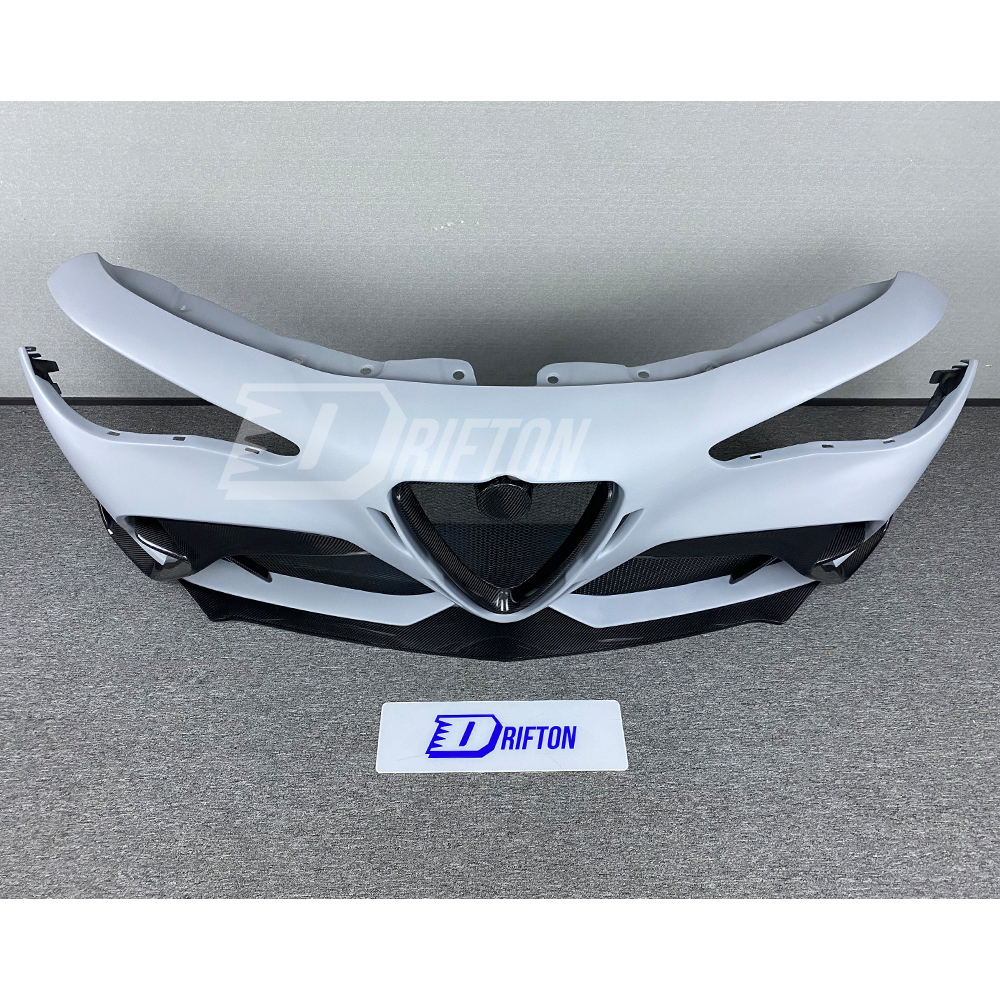 GTAM Style Half Carbon Fiber Front Bumper For Alfa Romeo Giulia 2016-2023