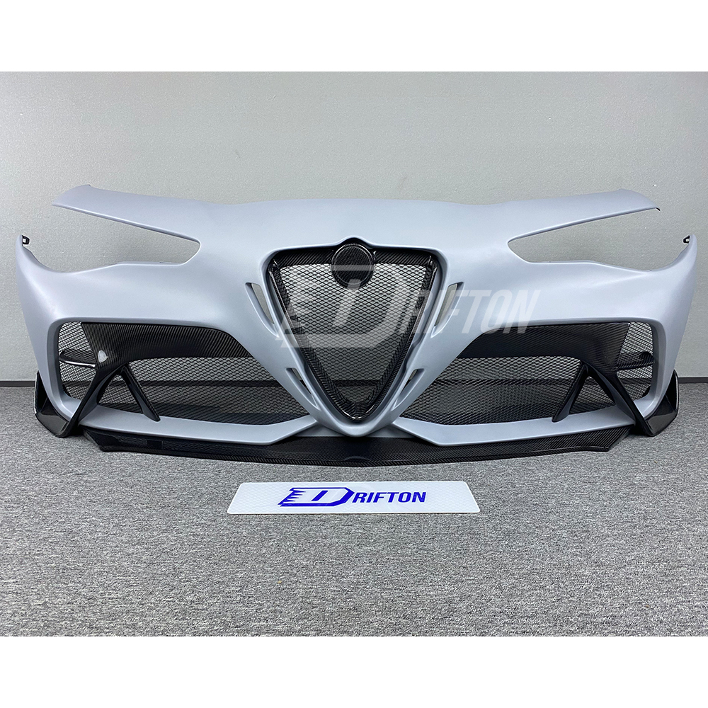 GTAM Style Half Carbon Fiber Front Bumper For Alfa Romeo Giulia 2016-2023