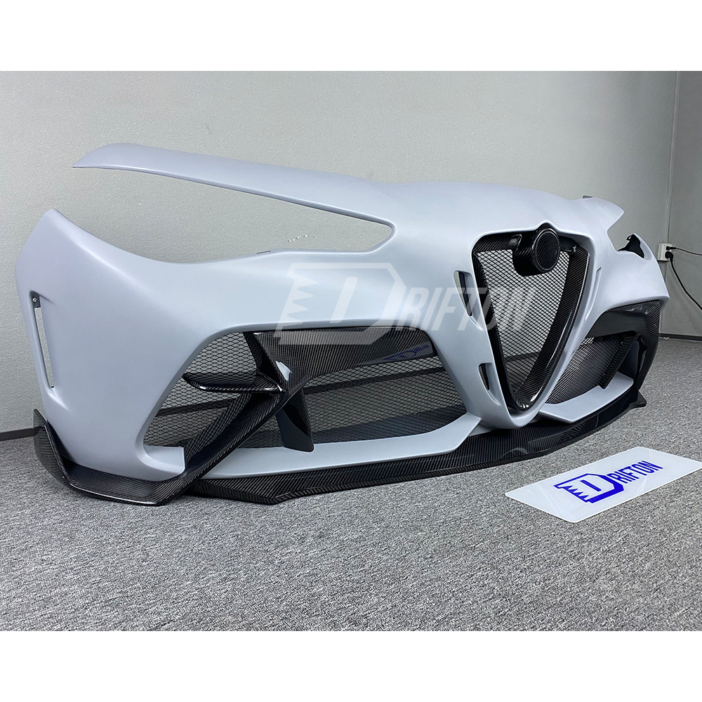 GTAM Style Half Carbon Fiber Front Bumper For Alfa Romeo Giulia 2016-2023