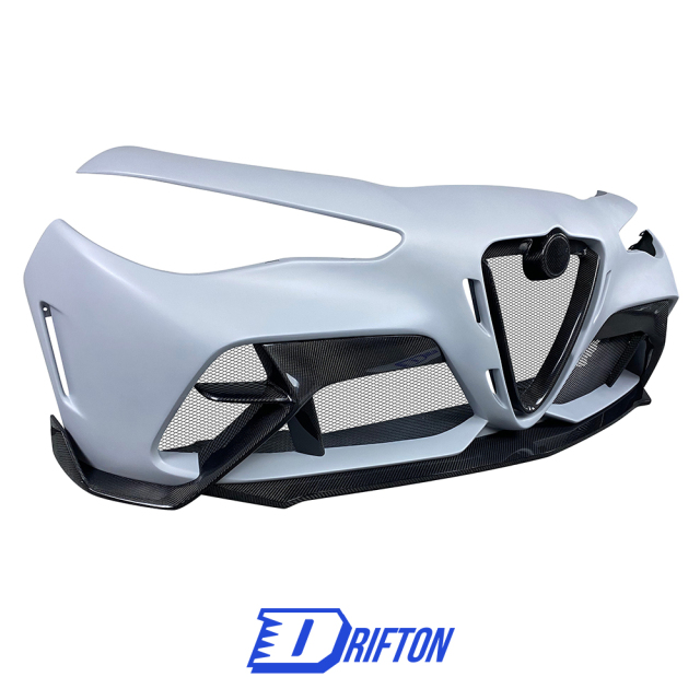 GTAM Style Half Carbon Fiber Front Bumper For Alfa Romeo Giulia 2016-2023