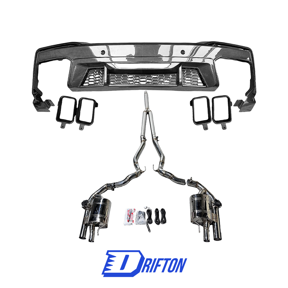 Dark Horse SC Style Dry Carbon Fiber Rear Diffuser with Exhaust System For Ford Mustang Gen7 S650 2024-On