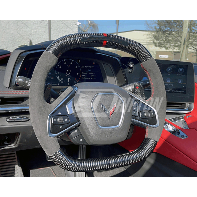 Customized Carbon Fiber RPM LED Display Steering Wheel For Chevrolet Corvette C8 Stingray Z51 & E-Ray & Z06 Z07 2020-2026